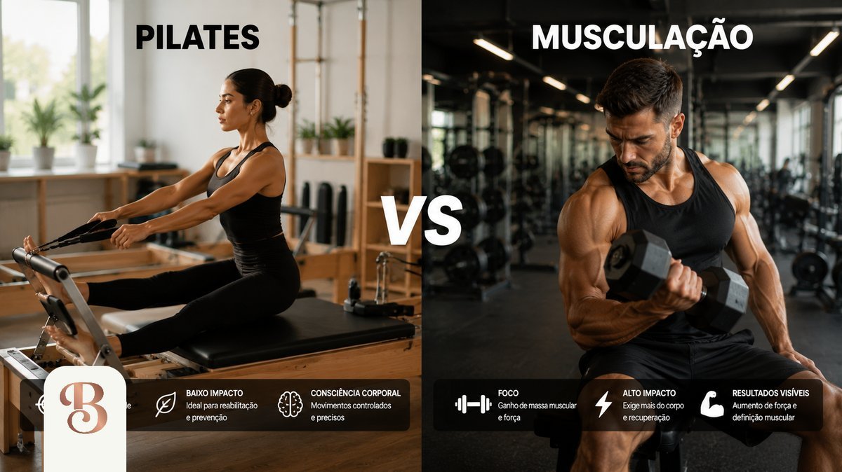Imagem ilustrativa sobre pilates ou musculação para emagrecer.